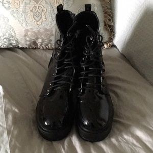 Black lace up platform combat boots